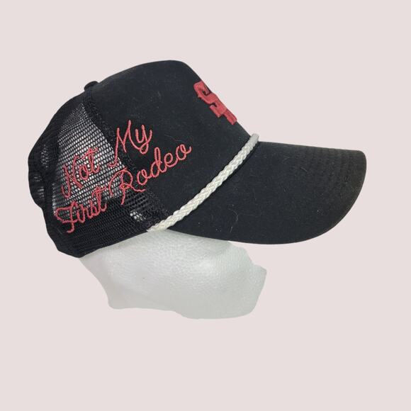 Stevenson Ranch Not My First Rodeo Snap Back Black Canvas Hat Trucker One Size - Picture 15 of 16